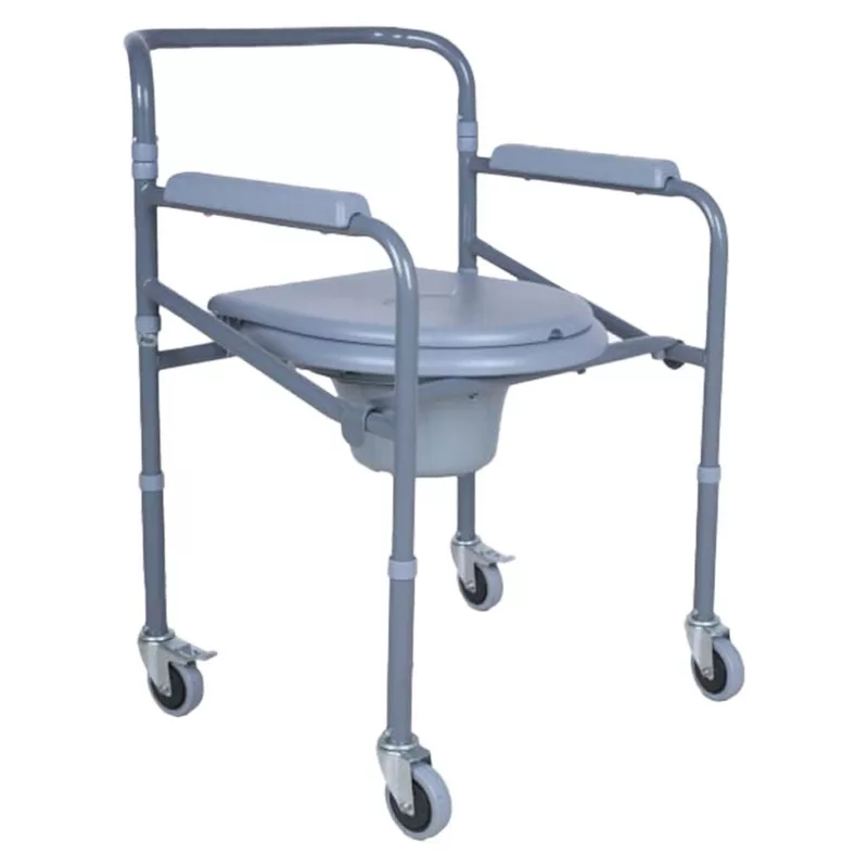 COMMODE CHAIR WITH WHEEL- POWDER COATED