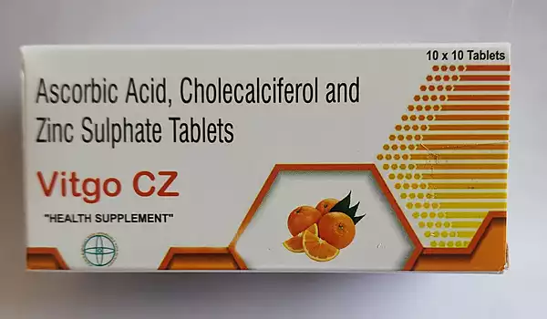 VITGO-CZ TABLETS (Ascorbic Acid 80mg, Cholecalciferol 600 UI & Zinc Sulphate 17mg TAB