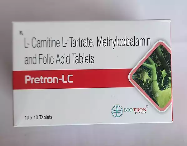 PRETRON-LC (L.Carnitine 500mg L Tartrate 500mg+Methylcobalamin1500mg+Folic Acid 1.5mg Tablets)