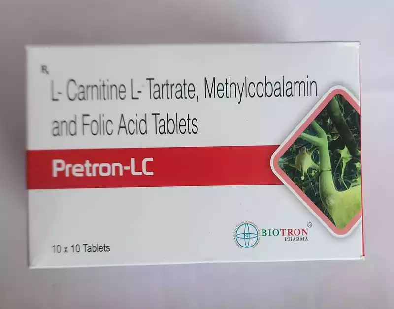 PRETRON-LC (L.Carnitine 500mg L Tartrate 500mg+Methylcobalamin1500mg+Folic Acid 1.5mg Tablets)