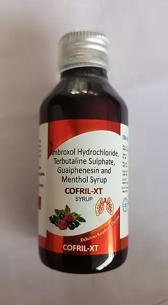 COFRIL-XT 100ML(Ambroxol 15mg +Terbutaline 1.25mg+Guaiphenesin 500mg +Menthol 2.5mg Syrup)